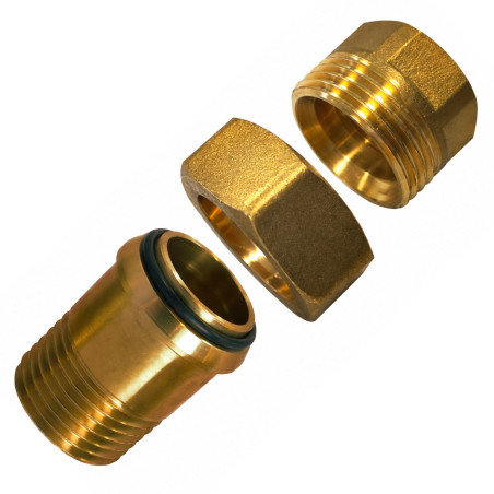 Conexão reta com vedação em O-ring 20x27 (3/4") macho fêmea Bronze Figura 341