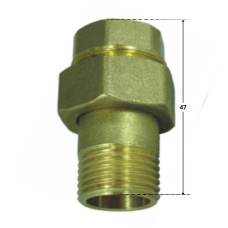 Conexão reta com vedação em O-ring 15x21 (1/2") macho fêmea Bronze Figura 341