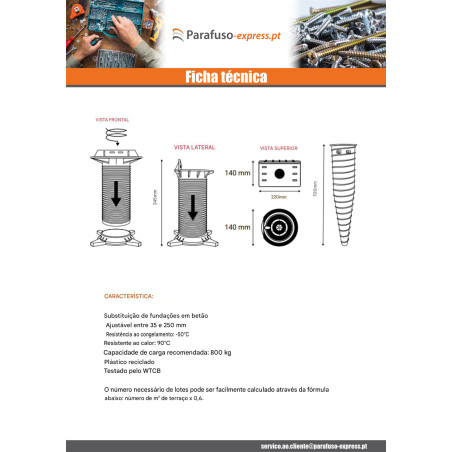Base ajustável HAPAX ROCK 140X700 - Parafuso Express