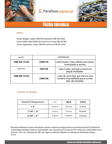 Plugue macho Figura 290 26x34 (1") Bronze - Parafuso Express