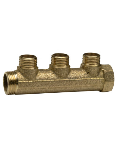 Coletor 3 saídas 26x34 (1") macho fêmea Bronze para instalações sanitárias