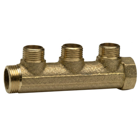 Coletor 3 saídas 26x34 (1") macho fêmea Bronze para instalações sanitárias