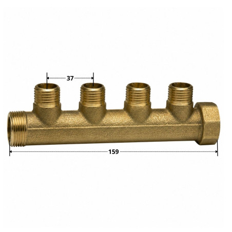 Coletor 4 saídas 26x34 (1") macho fêmea Bronze para instalações sanitárias