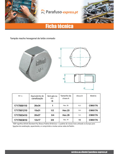 Plugue fêmea Figura 300 12x17 (3/8') Latão cromado