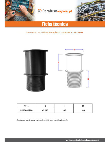 Extensão da fundação do terraço HAPAX ROCK 140X260