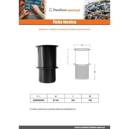 Extensão da fundação do terraço HAPAX ROCK 140X260