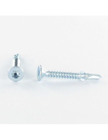 Autoperfurante cabeça fresada TORX T25 5,5 x 50 dentado com asas Aço zinco branco