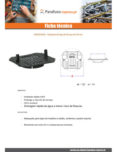 Cabeça viga terraço 122 - Parafuso Express