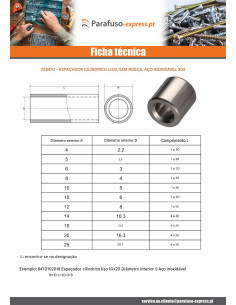 Espaçador cilíndrica liso 14X30 diâmetro interior 10.3INOX 2
