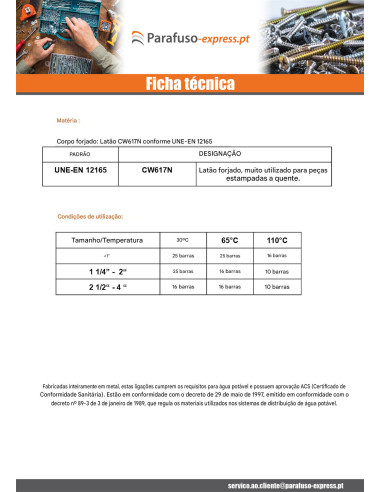 Niple junta plana FIGO 280 Masculino / Masculino reforçado 26x34 (1") Bronze