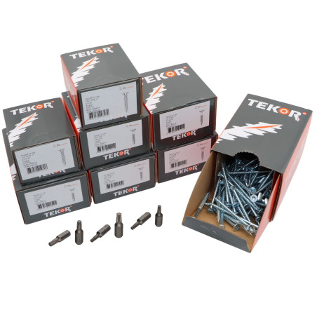TEKOR PACOTE PRÓ 1200 PARAFUSO cabeça fresada dentado TORX Aço zinco branco