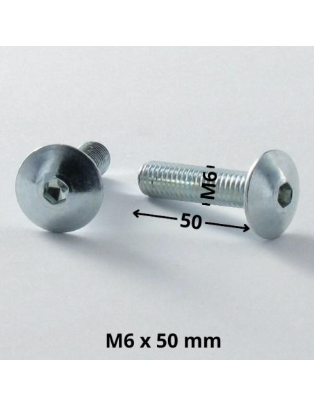 PARAFUSO cabeça de cogumelo M6X50 chave de 4 Aço zinco branco