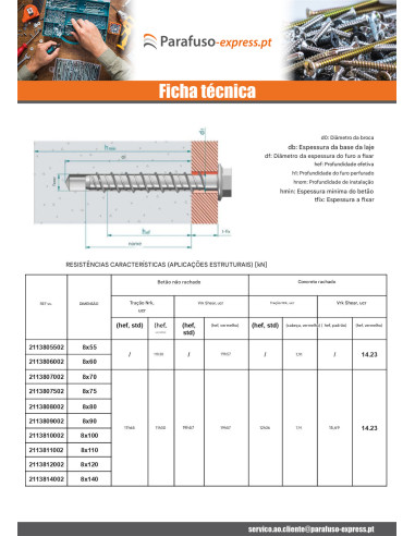 Parafuso de betão cabeça hexagonal flange com gola T13 8X70 Aço zinco branco