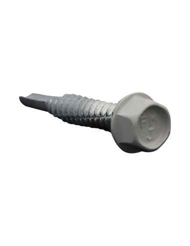Autoperfurante cabeça hexagonal flange com gola liso 6,3X38 Aço zinco branco RAL9002 branco acinzentado