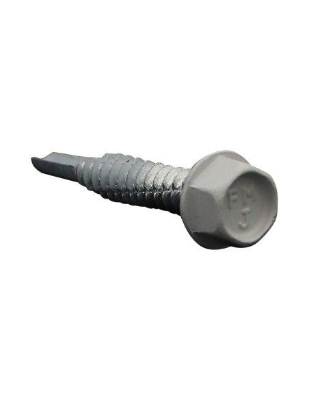 Autoperfurante cabeça hexagonal flange com gola liso 6,3X38 Aço zinco branco RAL9002 branco acinzentado