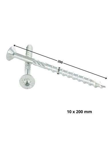 Parafuso de moldura TEKOR cabeça fresada dentado TORX T40 10X200 roscado sobre 80 cut ponto antifenda tipo 17 Aço