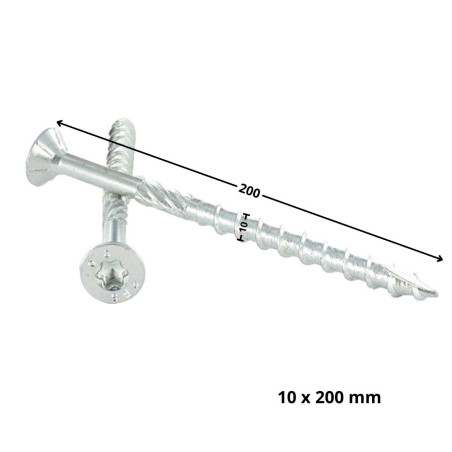 Parafuso de moldura TEKOR cabeça fresada dentado TORX T40 10X200 roscado sobre 80 cut ponto antifenda tipo 17 Aço