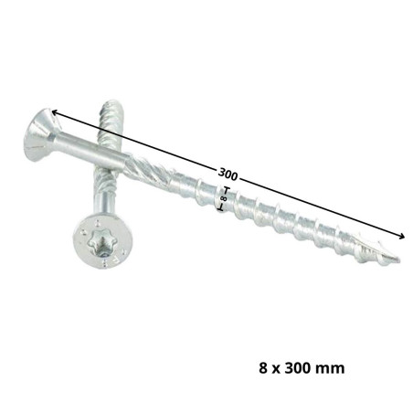 Parafuso de moldura TEKOR cabeça fresada dentado TORX T40 8X300 roscado sobre 100 cut ponto antifenda tipo 17 Aço