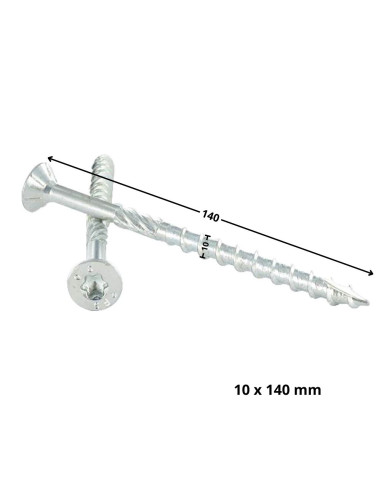 Parafuso de moldura TEKOR cabeça fresada dentado TORX T40 10X140 roscado sobre 80 cut ponto antifenda tipo 17 Aço