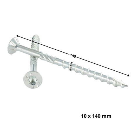 Parafuso de moldura TEKOR cabeça fresada dentado TORX T40 10X140 roscado sobre 80 cut ponto antifenda tipo 17 Aço