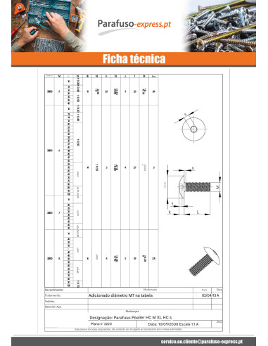 PARAFUSO cabeça de cogumelo M6X75 chave de 4 Aço bruto