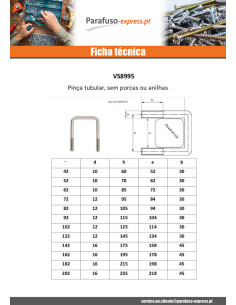 Parafuso em forma U fundo direito ou plano 235x202x235 M12/45/45 Aço inoxidável A4 2