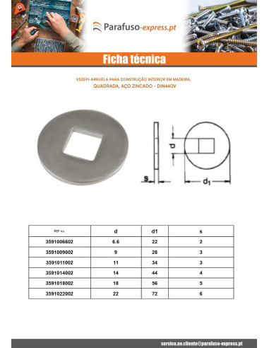 Rondela para construções de madeira de interior 18X56X5 Aço zinco branco
