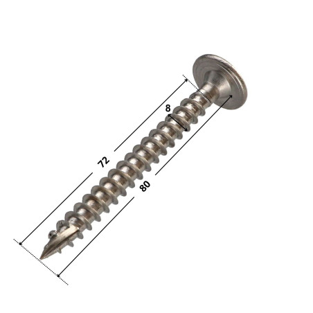 Parafuso estrutural cabeça de disco Aço inoxidável A2 8X80 roscado sobre 72 TORX T40 diâmetro da cabeça 20