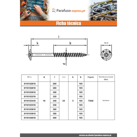 Parafuso estrutural cabeça de disco Aço inoxidável A2 8X30 rosca total TORX T40 diâmetro da cabeça 20
