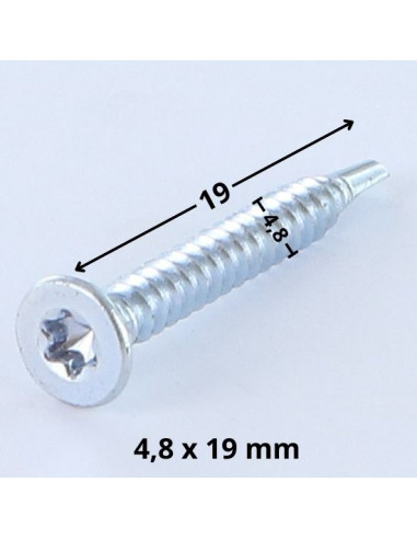 Autoperfurante cabeça fresada TORX T25 4,8X19 Aço zinco branco