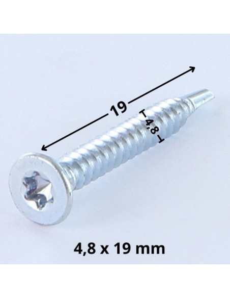 Autoperfurante cabeça fresada TORX T25 4,8X19 Aço zinco branco