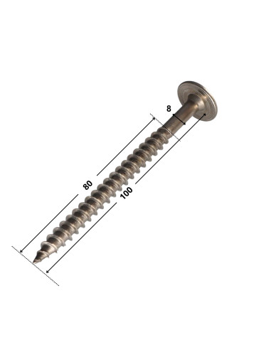 Parafuso estrutural cabeça de disco Aço inoxidável A2 8X100 roscado sobre 80 TORX T40 diâmetro da cabeça 20