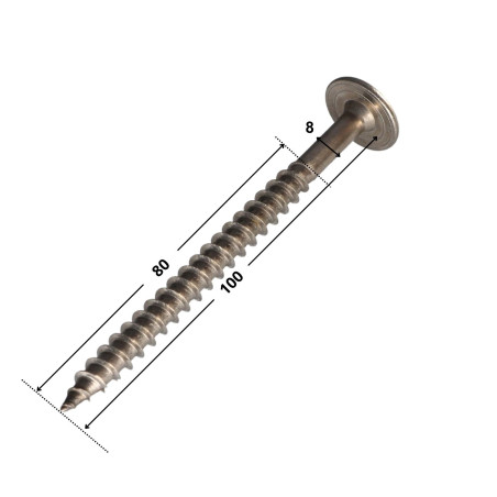 Parafuso estrutural cabeça de disco Aço inoxidável A2 8X100 roscado sobre 80 TORX T40 diâmetro da cabeça 20