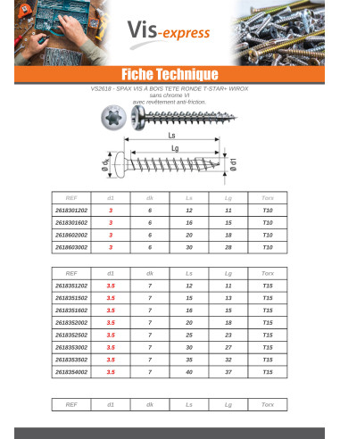 Spax Parafuso de madeira cabeça redonda T-STAR+ TORX T20 WIROX 4X30