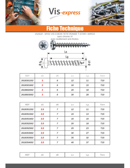 Spax Parafuso de madeira cabeça redonda T-STAR+ TORX T20 WIROX 4X30