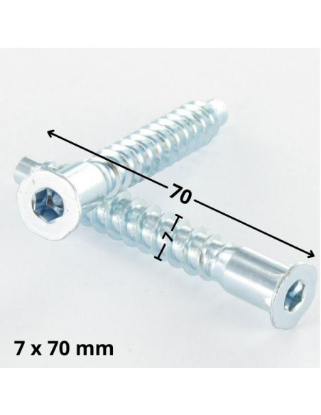 Parafuso autorroscante confirmat cabeça fresada hexagonal oco 7X70 rede de chapa SS dentado Aço zinco branco
