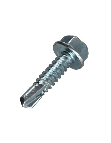 Autoperfurante cabeça hexagonal liso 6,3X25 Aço zinco branco