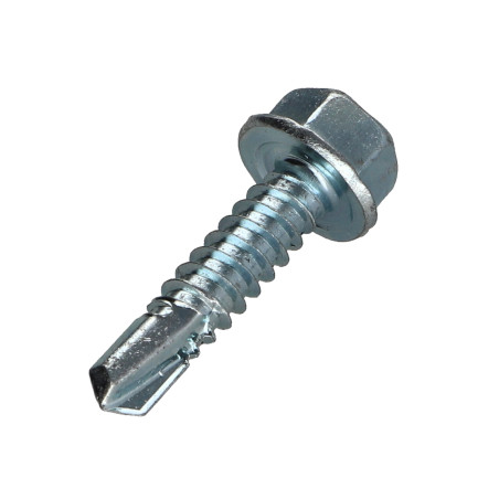 Autoperfurante cabeça hexagonal liso 6,3X25 Aço zinco branco