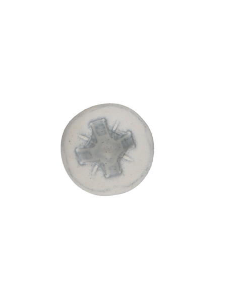Parafuso de madeira aglomerado cabeça redonda Pozi PZ6 3,5 x 15 Aço zinco branco lacado a branco RAL9010 branco puro