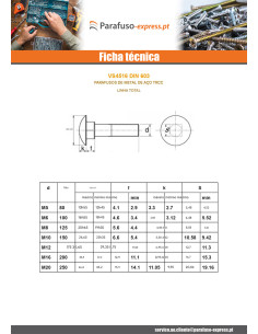 Parafuso cabeça redonda gola quadrada M8X130 rosca total Aço bruto 2