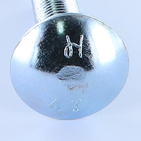 Parafuso cabeça redonda gola quadrada M16X60 rosca total Aço zinco branco