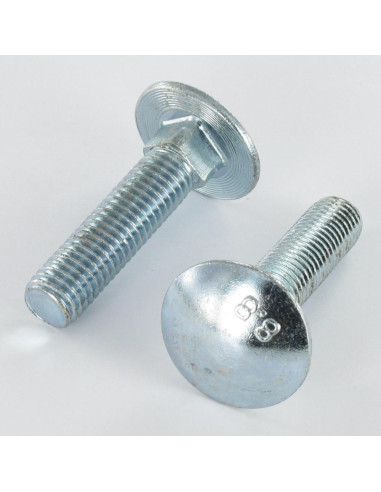 Parafuso cabeça redonda gola quadrada M12X50 rosca total Classe 8.8 Aço zinco branco
