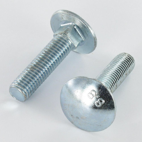 Parafuso cabeça redonda gola quadrada M12X50 rosca total Classe 8.8 Aço zinco branco