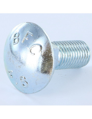 Parafuso cabeça redonda gola quadrada M16X45 rosca total Aço zinco branco