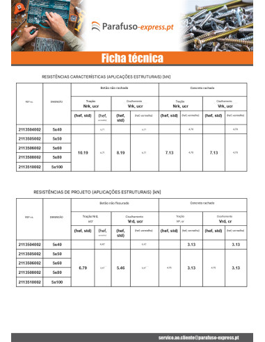 Parafuso de betão cabeça hexagonal flange com gola TORX T8 5X60 Aço zinco branco