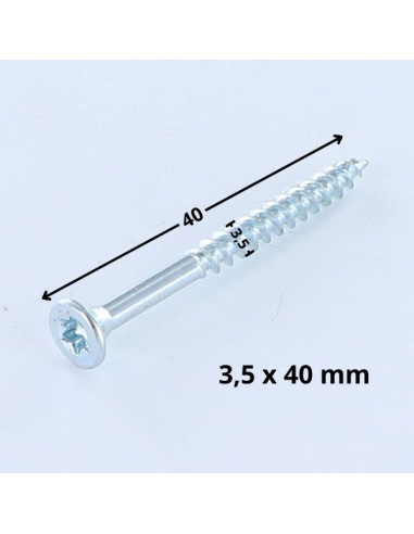 Parafuso de madeira aglomerado cabeça fresada TORX T10 3,5 x 40 roscado sobre 30 Aço zinco branco