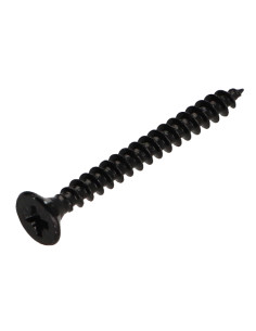 Parafuso de madeira aglomerado cabeça fresada Pozi PZ6 3,5 x 35 rosca total Aço zinco preto