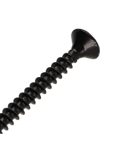 Parafuso de madeira aglomerado cabeça fresada Pozi PZ7 6X45 rosca total Aço zinco preto