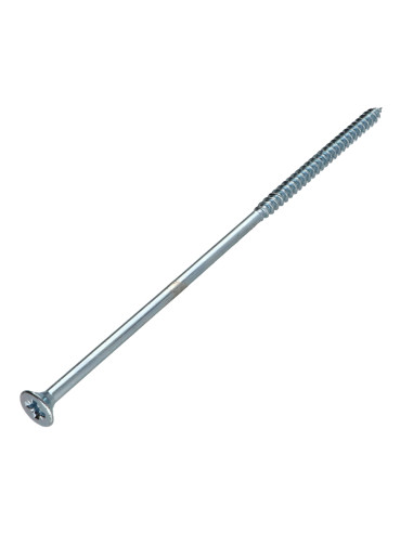 Parafuso de madeira aglomerado cabeça fresada Pozi PZ7 6X200 rosca parcial Aço zinco branco