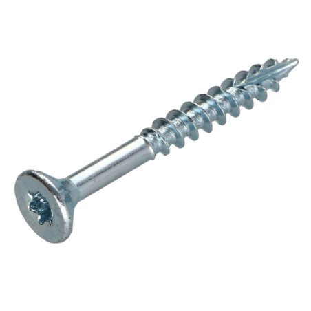 Parafusos de madeira e aglomerado TEKOR cabeça fresada dentado 5X50 roscado sobre 30 TORX T25 Aço zinco branco cut
